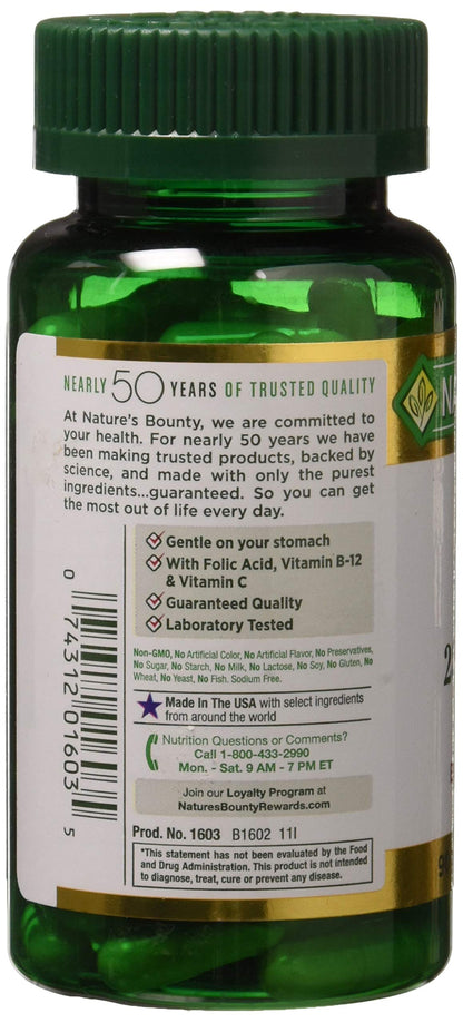 Nature's Bounty Gentle Iron 28 mg 90 Capsules – Iron Supplements for Energy and Healthy Blood