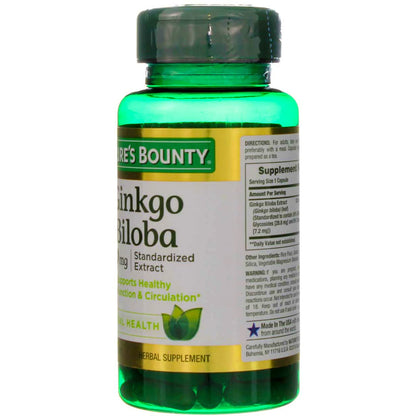 Nature's Bounty Ginkgo Biloba 120 mg Double Strength - 100 Capsules, Pack of 2