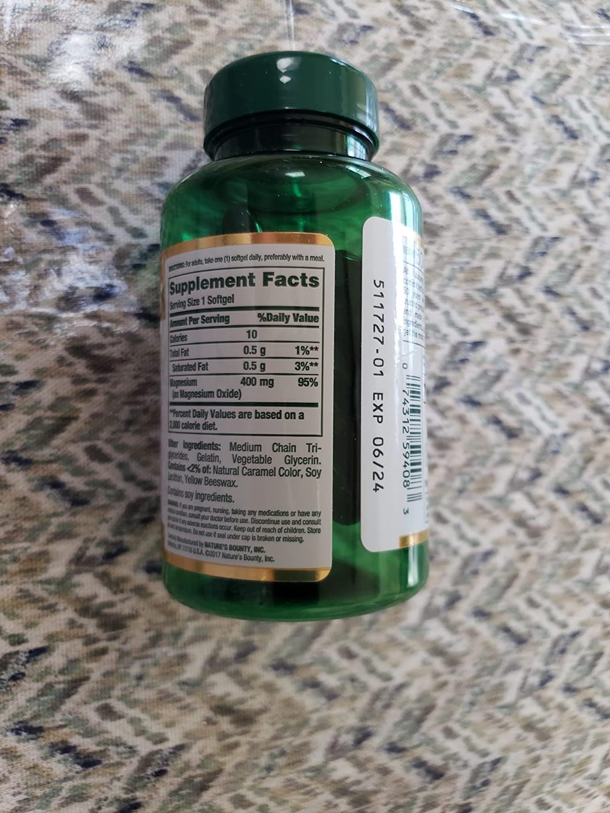 Nature's Bounty Magnesium 400 mg Softgels - 75 ea (2-pack)