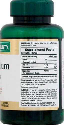 Nature's Bounty Magnesium 400 mg Softgels - 75 ea (2-pack)