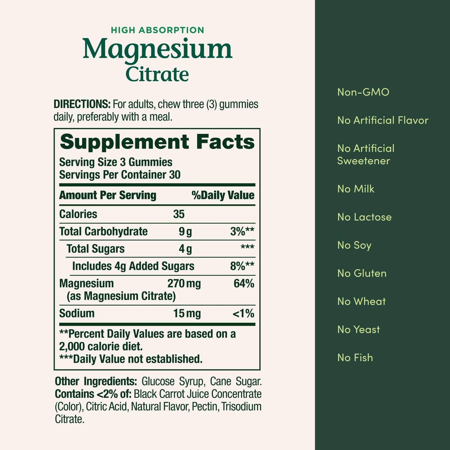 Nature's Bounty Magnesium Citrate Gummies – 270mg per Serving, Raspberry, Vegan, Non-GMO (90 Count)