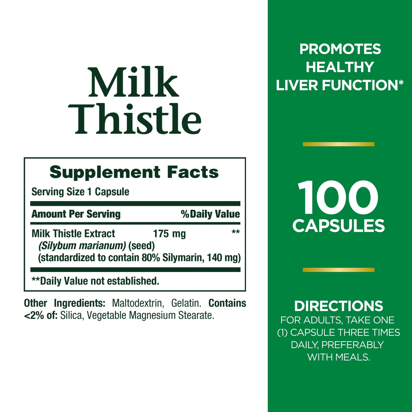 Nature's Bounty Milk Thistle 175 mg - Liver Health Support, 100 Softgels