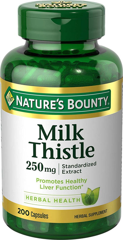 Nature's Bounty Milk Thistle 250 mg Capsules – 200 Count | Liver Support Supplement