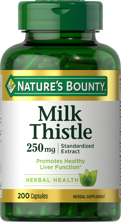 Nature's Bounty Milk Thistle Capsules 250 mg – Liver Health, 200 Count