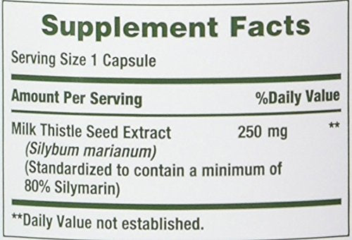 Nature's Bounty Milk Thistle 250 mg Capsules — Pack of 2 (400 capsules)