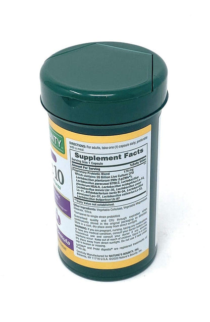 Nature's Bounty Probiotic 10 Ultra Strength - 70 Capsules, 20 Billion Cultures, 10 Strains