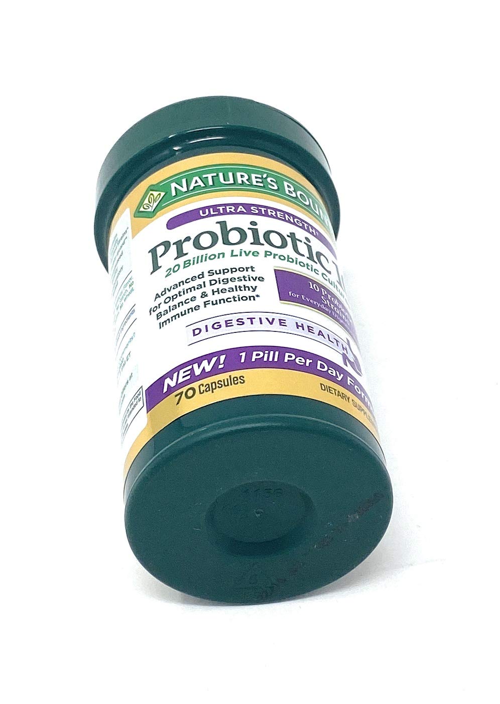 Nature's Bounty Probiotic 10 Ultra Strength - 70 Capsules, 20 Billion Cultures, 10 Strains