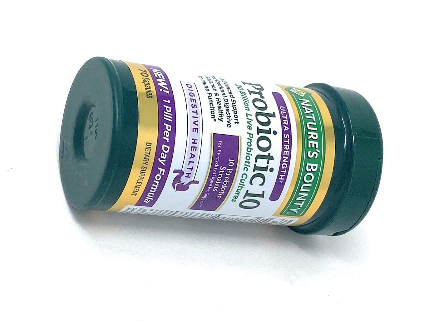 Nature's Bounty Probiotic 10 Ultra Strength - 70 Capsules, 20 Billion Cultures, 10 Strains