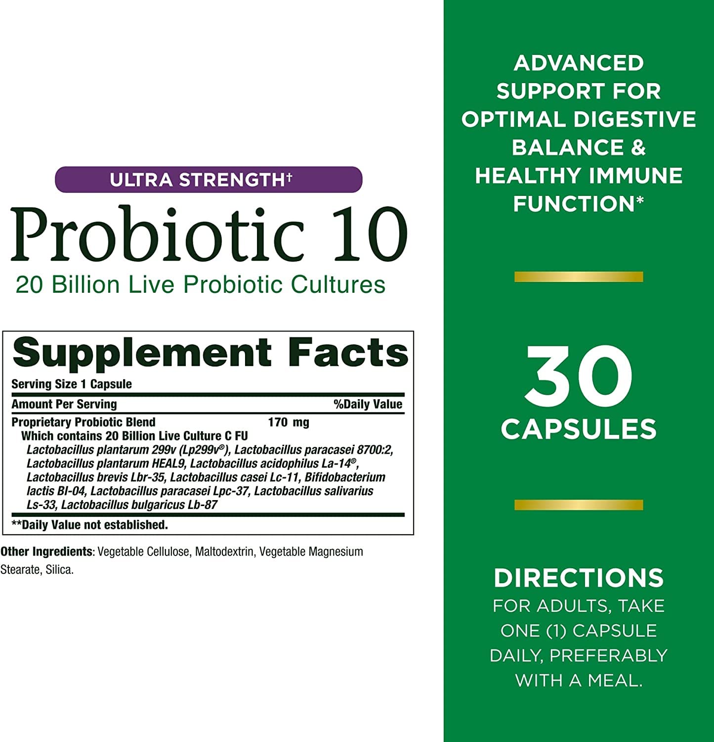 Nature's Bounty Ultra Strength Probiotic 10 Twin Pack - 20 Billion CFU, Immune & Upper Respiratory Support