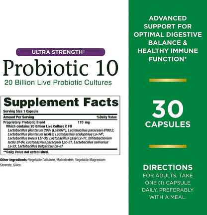 Nature's Bounty Ultra Strength Probiotic 10 Twin Pack - 20 Billion CFU, Immune & Upper Respiratory Support