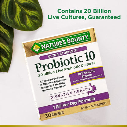 Nature's Bounty Ultra Strength Probiotic 10 Twin Pack - 20 Billion CFU, Immune & Upper Respiratory Support