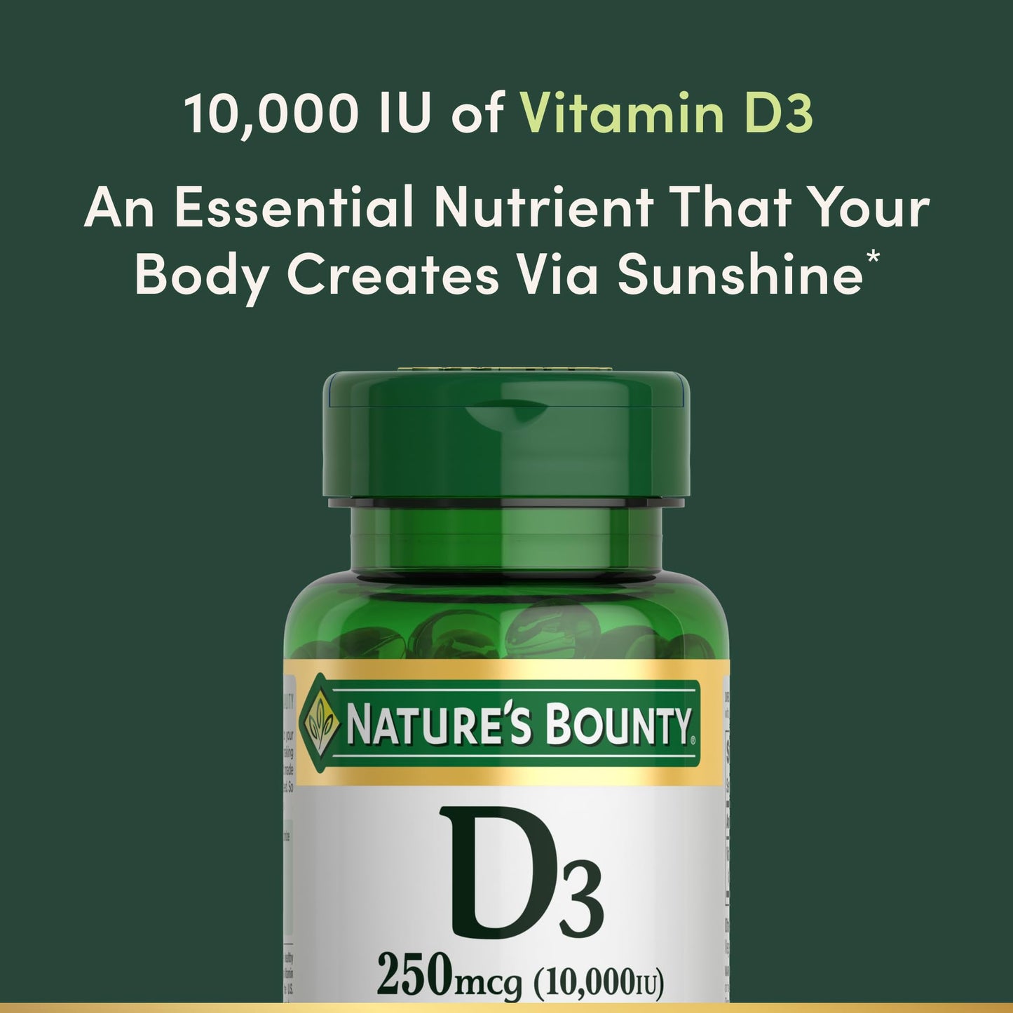 Nature's Bounty Vitamin D3 10000 IU Softgels – Immune Support & Bone Health (72 Count)