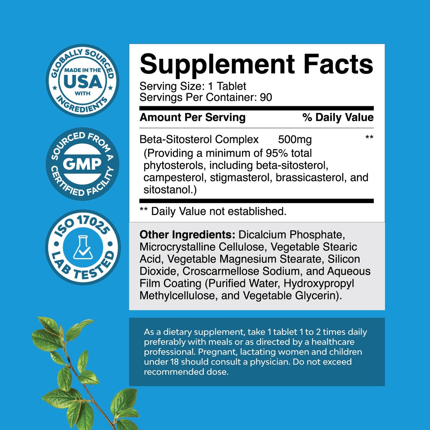 Natures Craft Plant Sterols Complex with Beta Sitosterol – Prostate Support, 500mg, 90 Tablets
