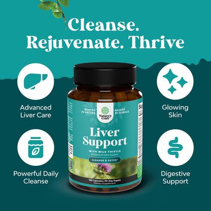 Natures Craft Liver Cleanse Detox & Repair 180 Capsules | Herbal Liver Support with Milk Thistle