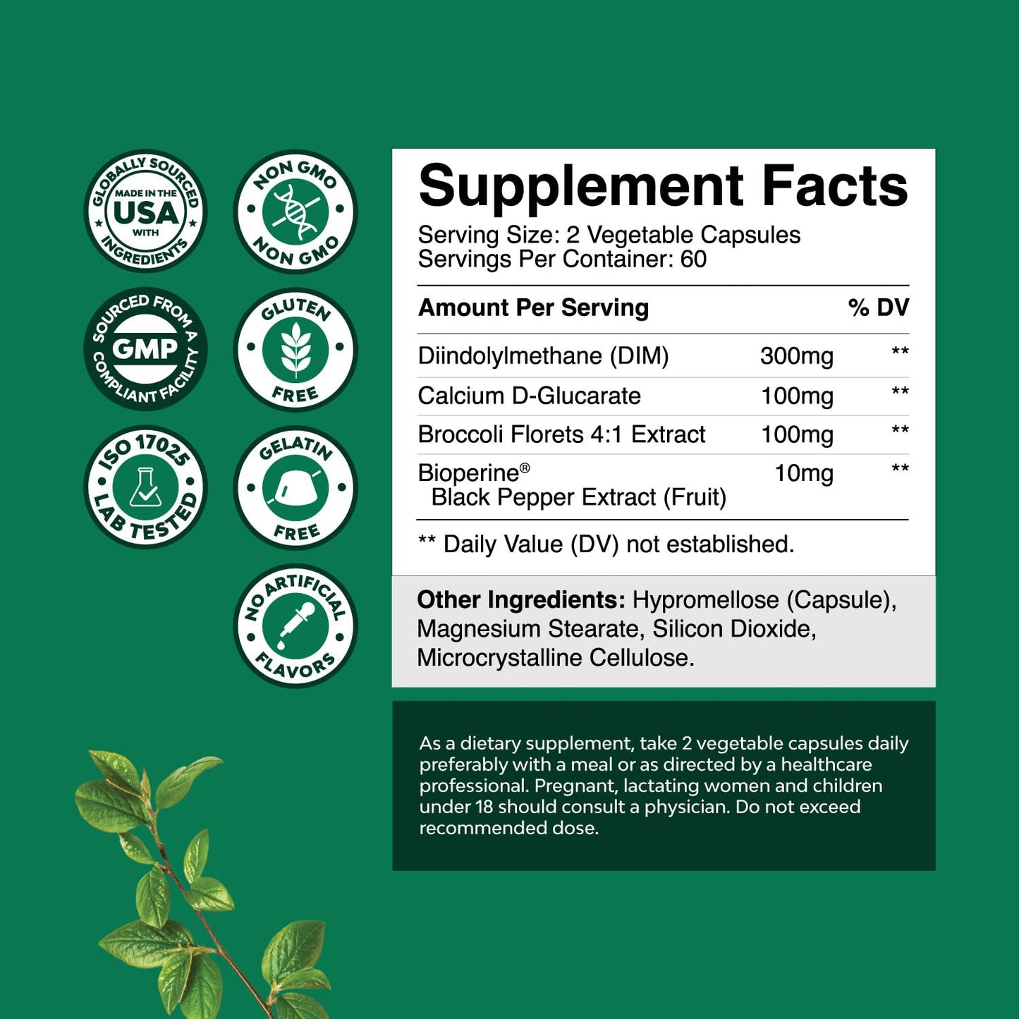 Natures Craft Extra Strength DIM Supplement for Hormone Balance – DIM + Bioperine, 120 Count