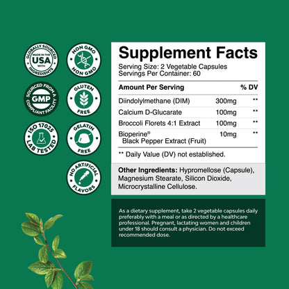 Natures Craft Extra Strength DIM Supplement for Hormone Balance – DIM + Bioperine, 120 Count