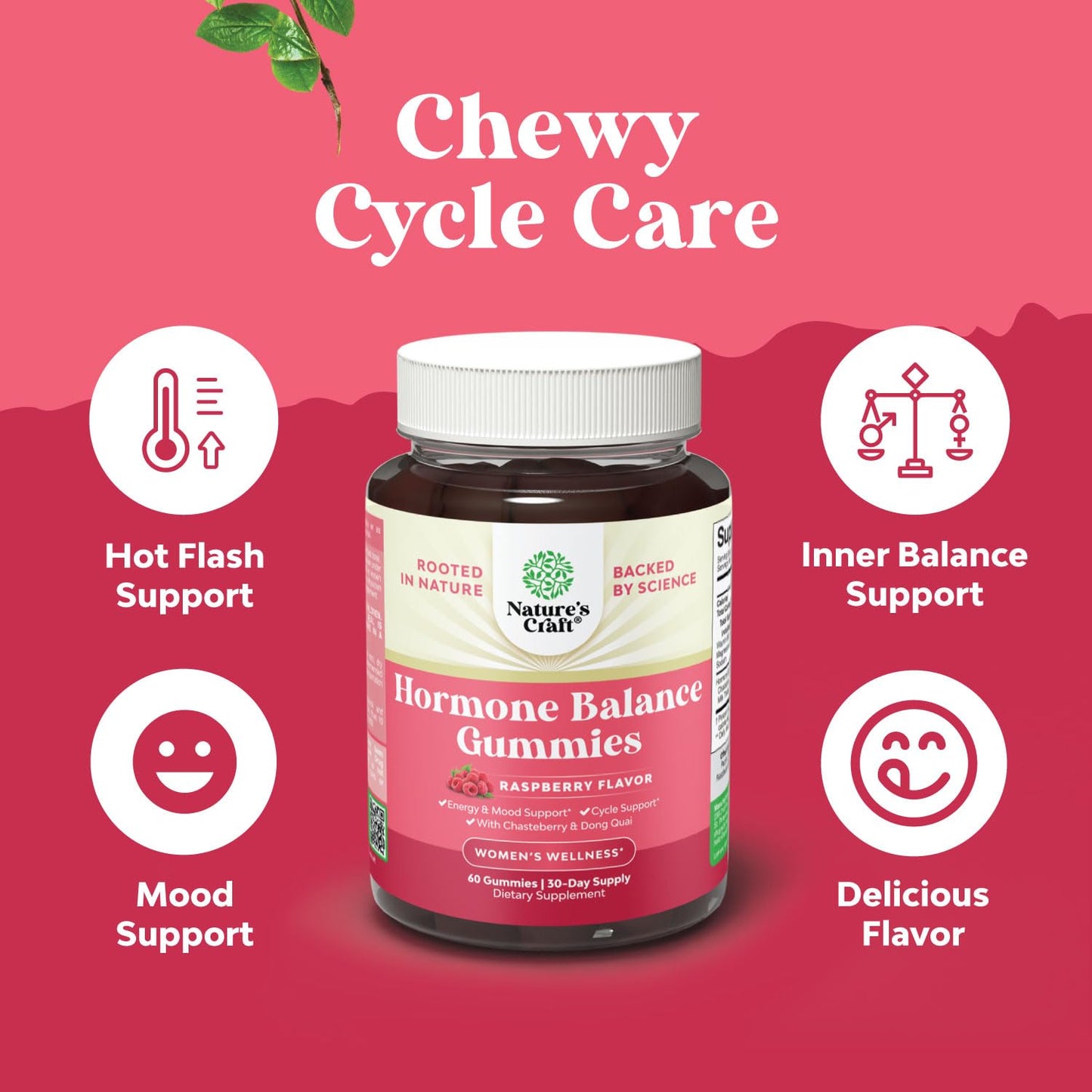 Natures Craft Hormone Balance Gummies for Women — PMS & Menopause Support (60 Chews)