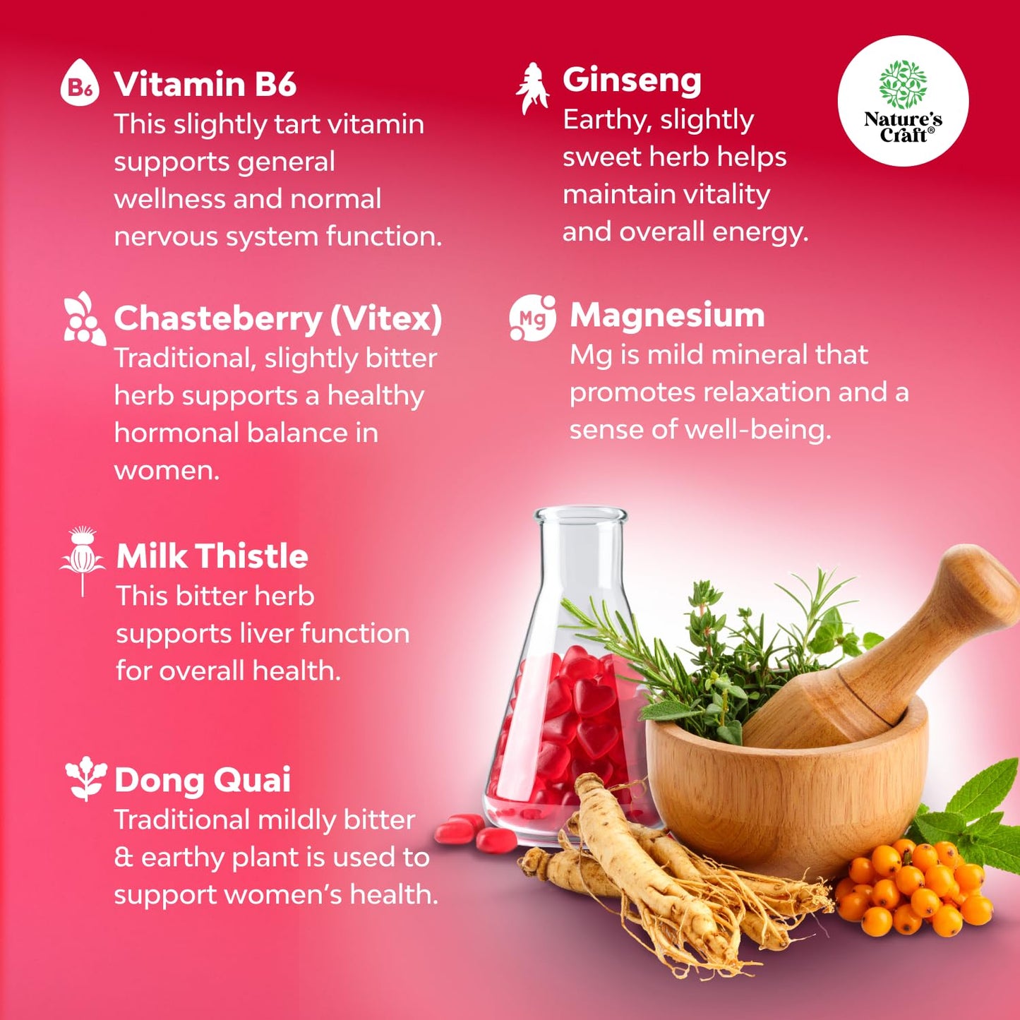 Natures Craft Hormone Balance Gummies for Women — PMS & Menopause Support (60 Chews)