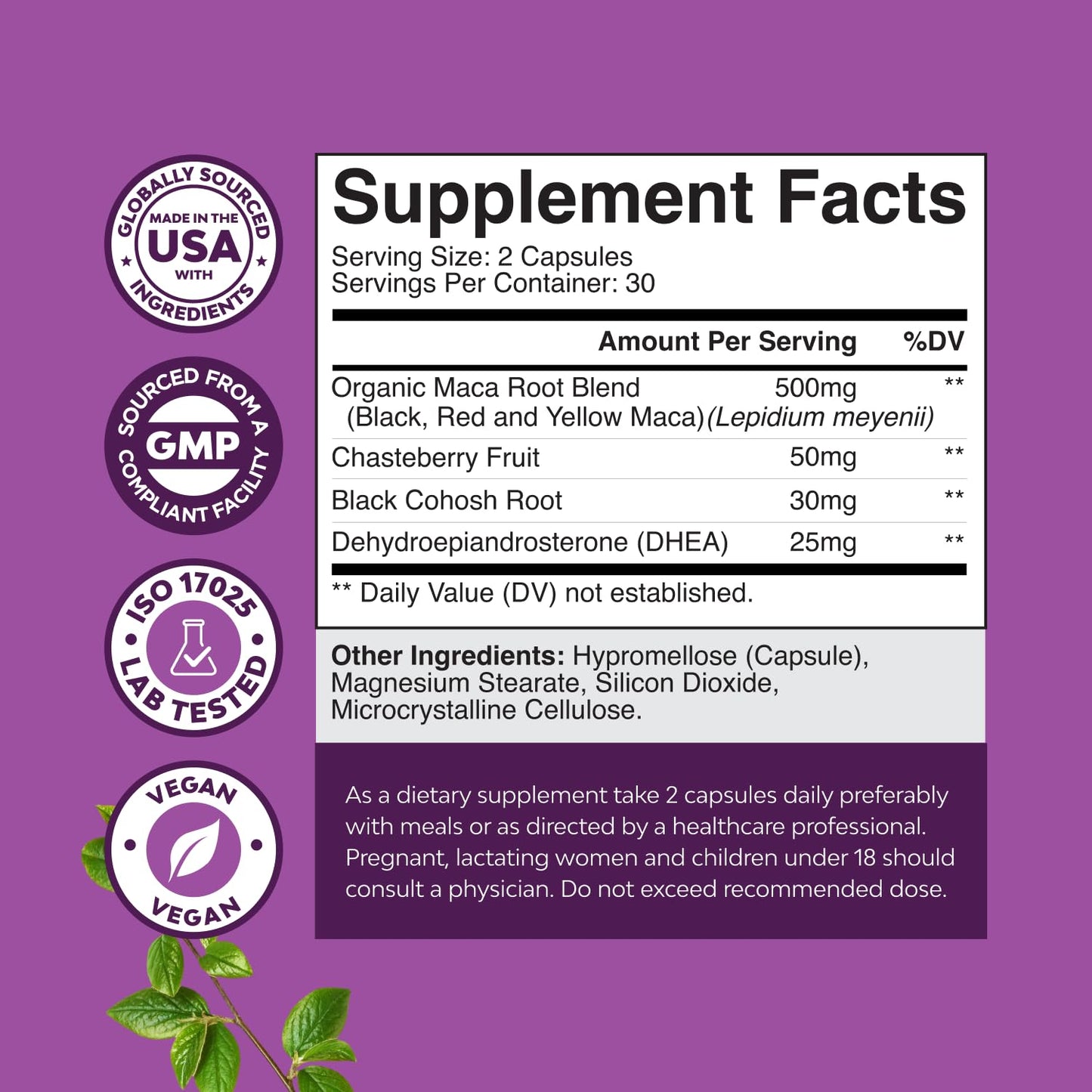 Nature's Craft Complete Perimenopause Supplement – Maca, Vitex & Black Cohosh (1 Month)