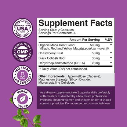 Nature's Craft Complete Perimenopause Supplement – Maca, Vitex & Black Cohosh (1 Month)