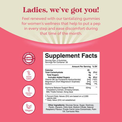 Natures Craft Hormone Balance Gummies for Women – PMS & Menopause Support (60 Chews, 2-Pack)