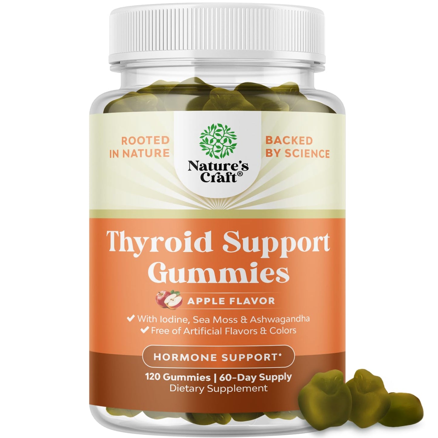 Natures Craft Vegan Thyroid Gummies with Sea Moss - 120 Count | Iodine, Selenium, Non-GMO