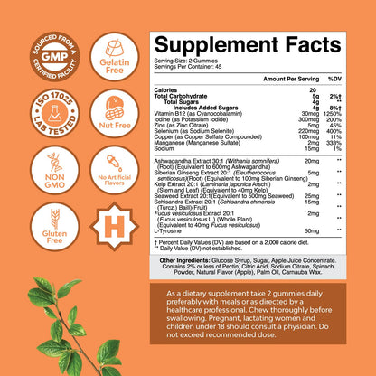 Natures Craft Vegan Thyroid Gummies with Sea Moss | Thyroid Support for Men & Women