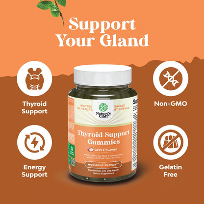 Natures Craft Vegan Thyroid Gummies with Sea Moss | Thyroid Support for Men & Women