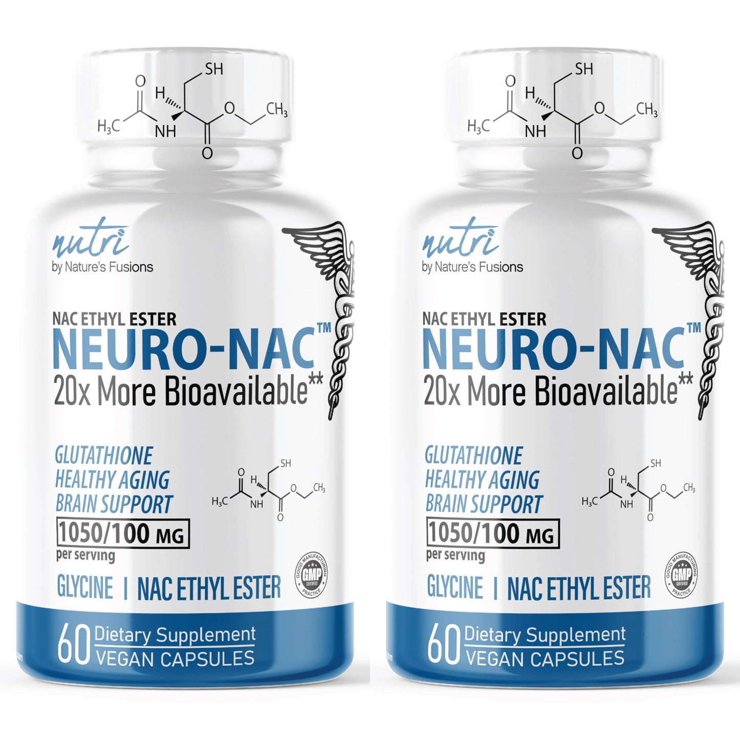 Nature's Fusions Neuro NAC with NACET – Pack of 2, 120 Capsules | 20x More Bioavailable NACET