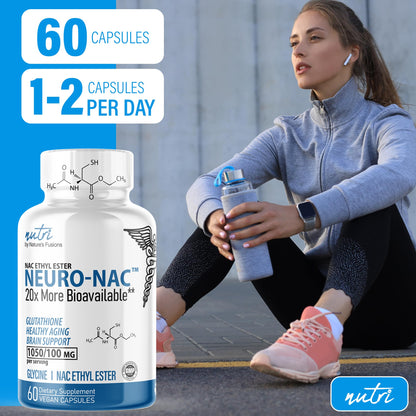 Nature's Fusions Neuro NAC with NACET – Pack of 2, 120 Capsules | 20x More Bioavailable NACET