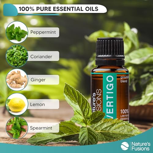 Nature's Fusions Vertigo Relief: Ginger & Peppermint Essential Oil Blend (15ml) - Fast-Acting Motion & Morning Sickness Support