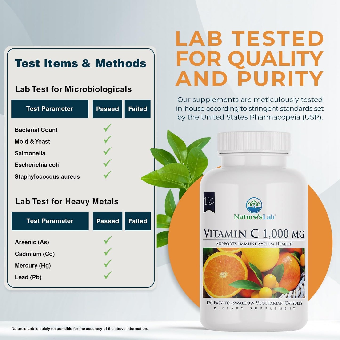 Nature's Lab Vitamin C 1000mg – Immune Support, 120 Count (Pack of 2)