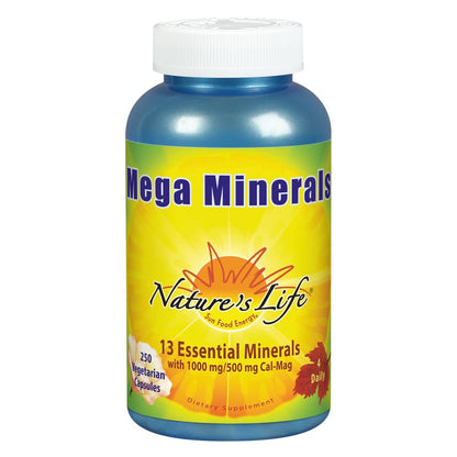 Nature's Life Mega Minerals Complex | Complete Multi Mineral + Vitamin D3 | 250 Vegetarian Capsules
