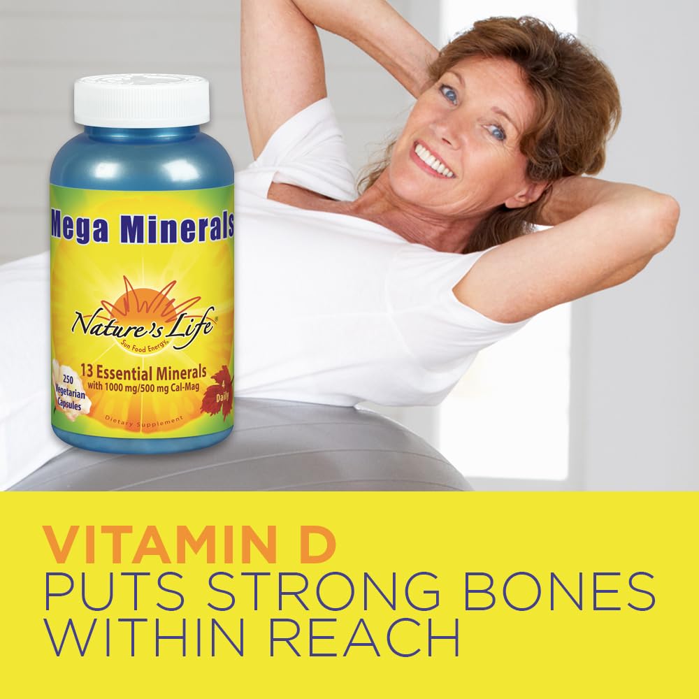 Nature's Life Mega Minerals Complex | Complete Multi Mineral + Vitamin D3 | 250 Vegetarian Capsules