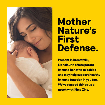 Nature's Life Monolaurin Plus Zinc Immune Support - 936mg Monolaurin, 15mg Zinc - 45 Serv, 90 Veg Capsules