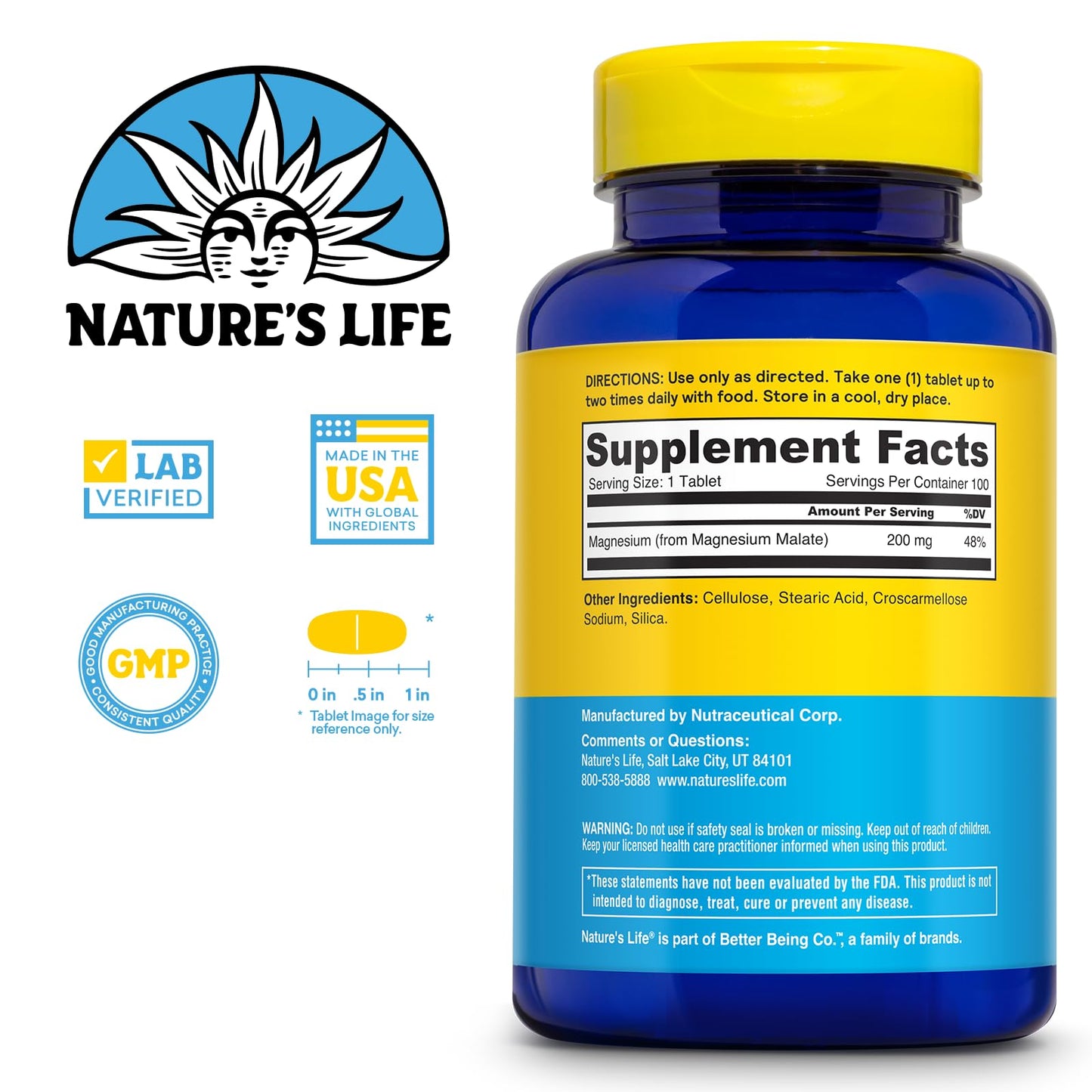 NATURE'S LIFE Renewing Magnesium Malate 400 mg – Bioavailable Magnesium Complex | 50 Servings