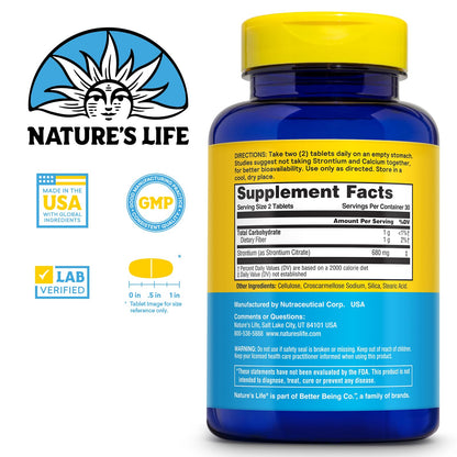 NATURE'S LIFE Strontium Citrate 680mg – Chelated Strontium Supplement