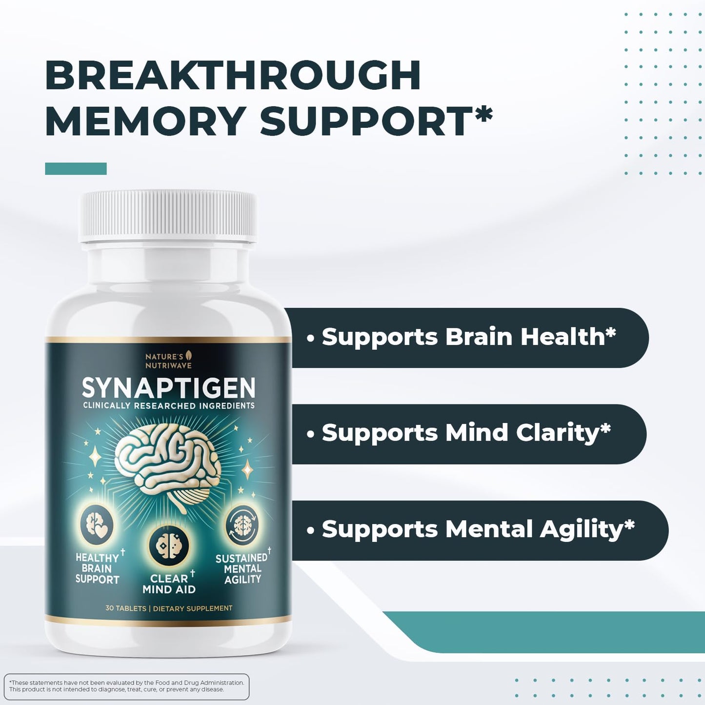 Nature's NutriWave Synaptigen - Probiotic + Inulin Daily Wellness (30 Tabs) - Made in USA