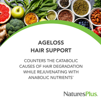 Natures Plus AgeLoss Hair Support – 90 Extended Release Tablets | Gluten Free | 30 Servings