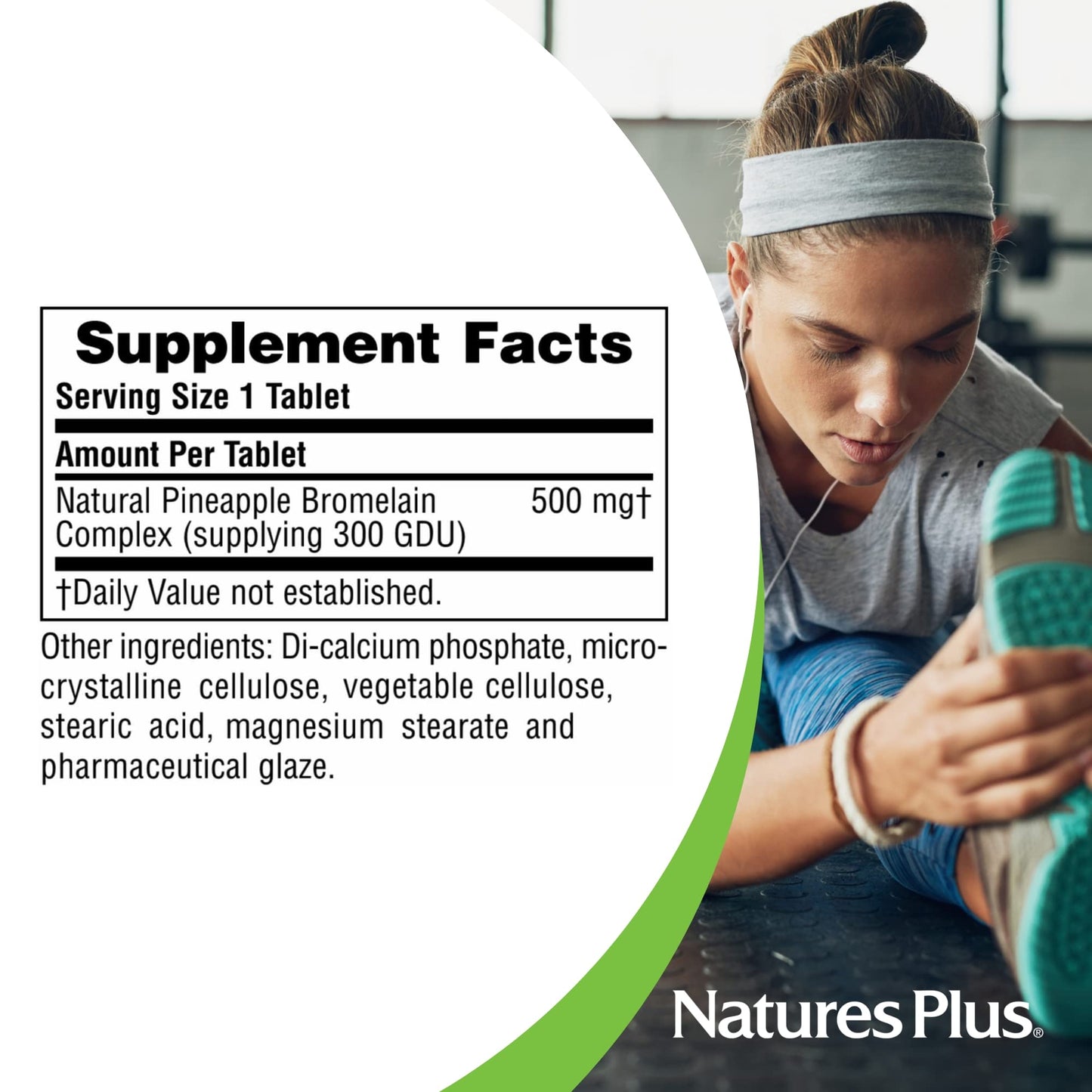 Natures Plus Bromelain 500 mg | Natural Proteolytic Supplement | 60 Vegetarian Tablets (60 Servings)
