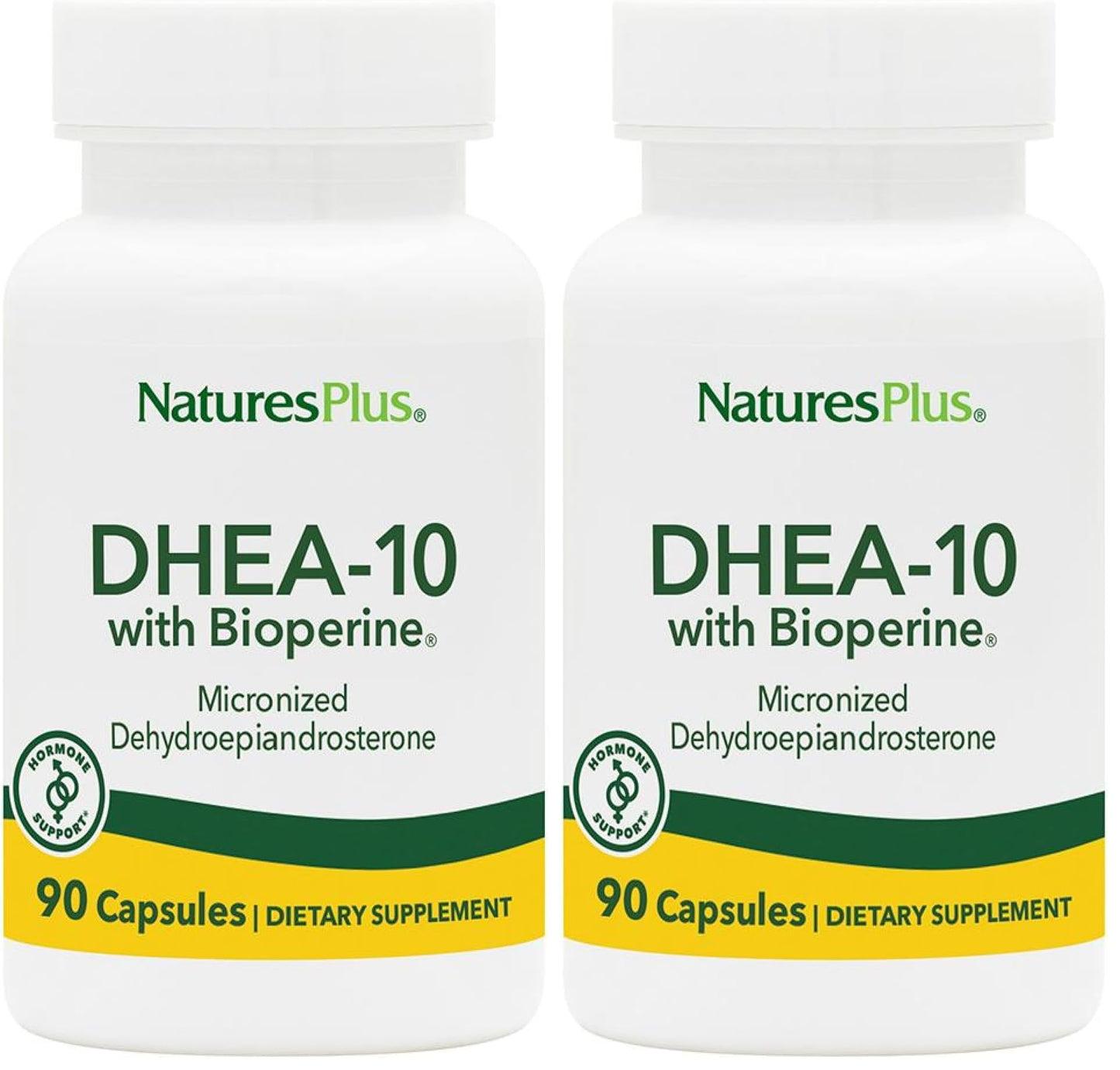 Natures Plus DHEA 10 with Bioperine – 10 mg, 90 Vegetarian Capsules (Gluten-Free) – 2-Pack