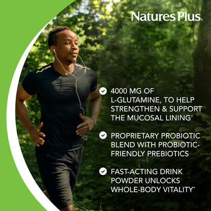 Natures Plus GI Natural Drink Powder – 6.14 oz Vegetarian Probiotic-Prebiotic-Enzyme Drink Mix | Gluten-Free, 30 Servings
