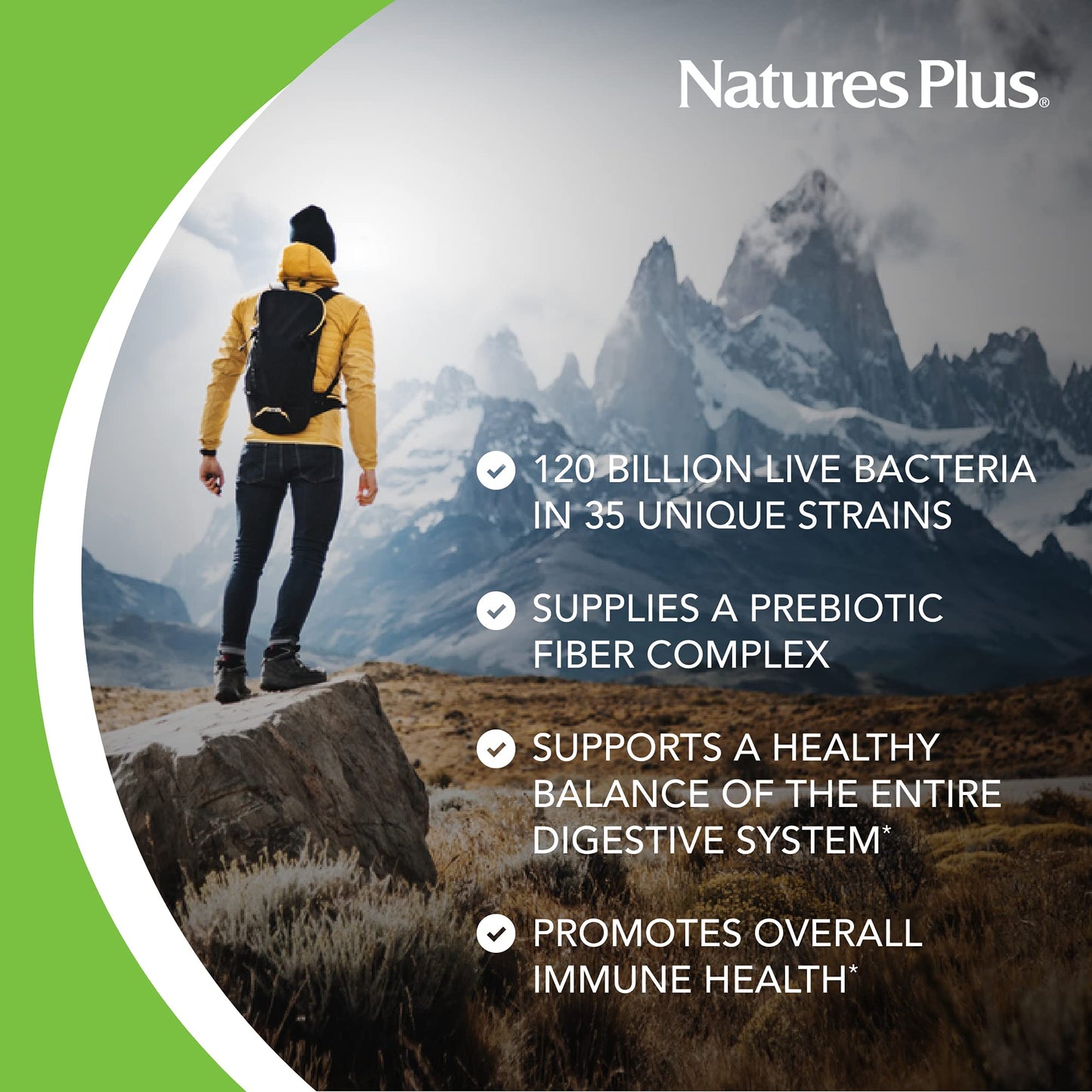 Nature's Plus GI Natural Probiotic Mega – 120B CFU, 35 Strains, Gluten Free, 30 Servings
