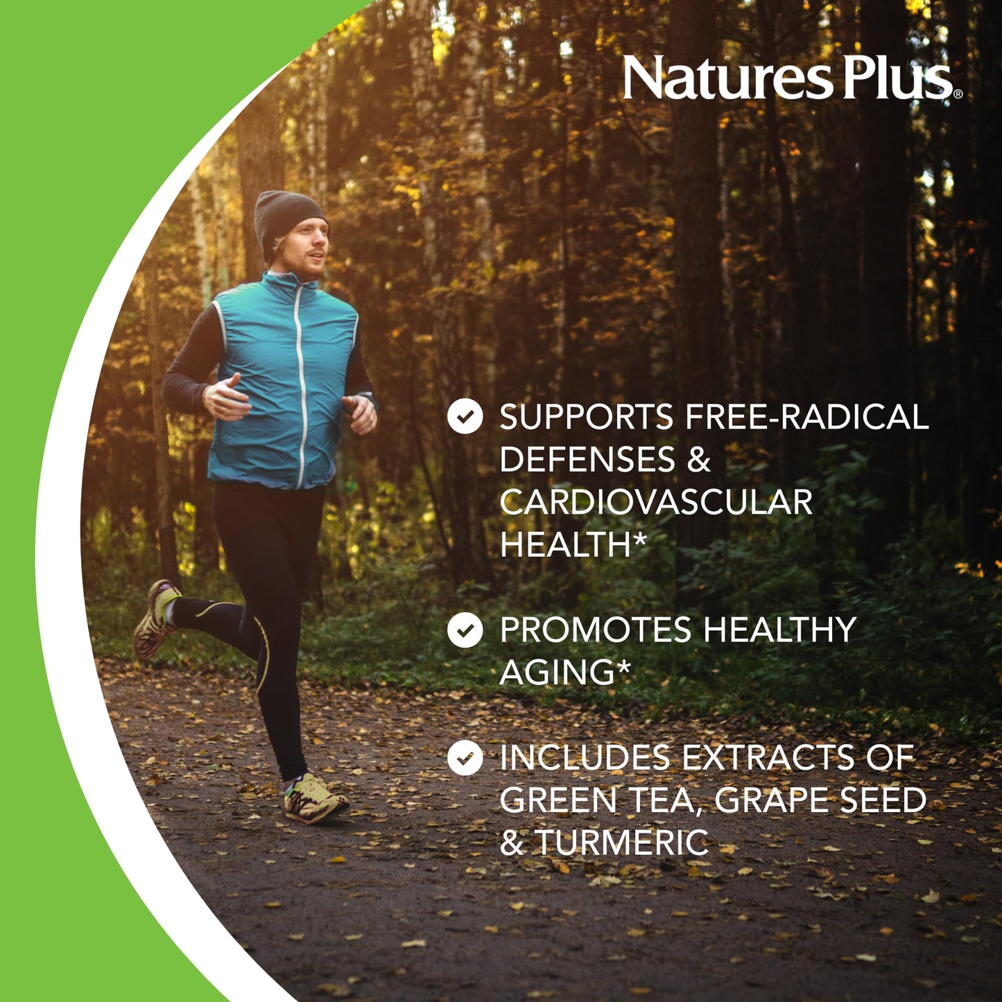 Natures Plus Herbal Actives Resveratrol, Extended Release - 125 mg | 60 Vegetarian Tablets - Gluten-Free
