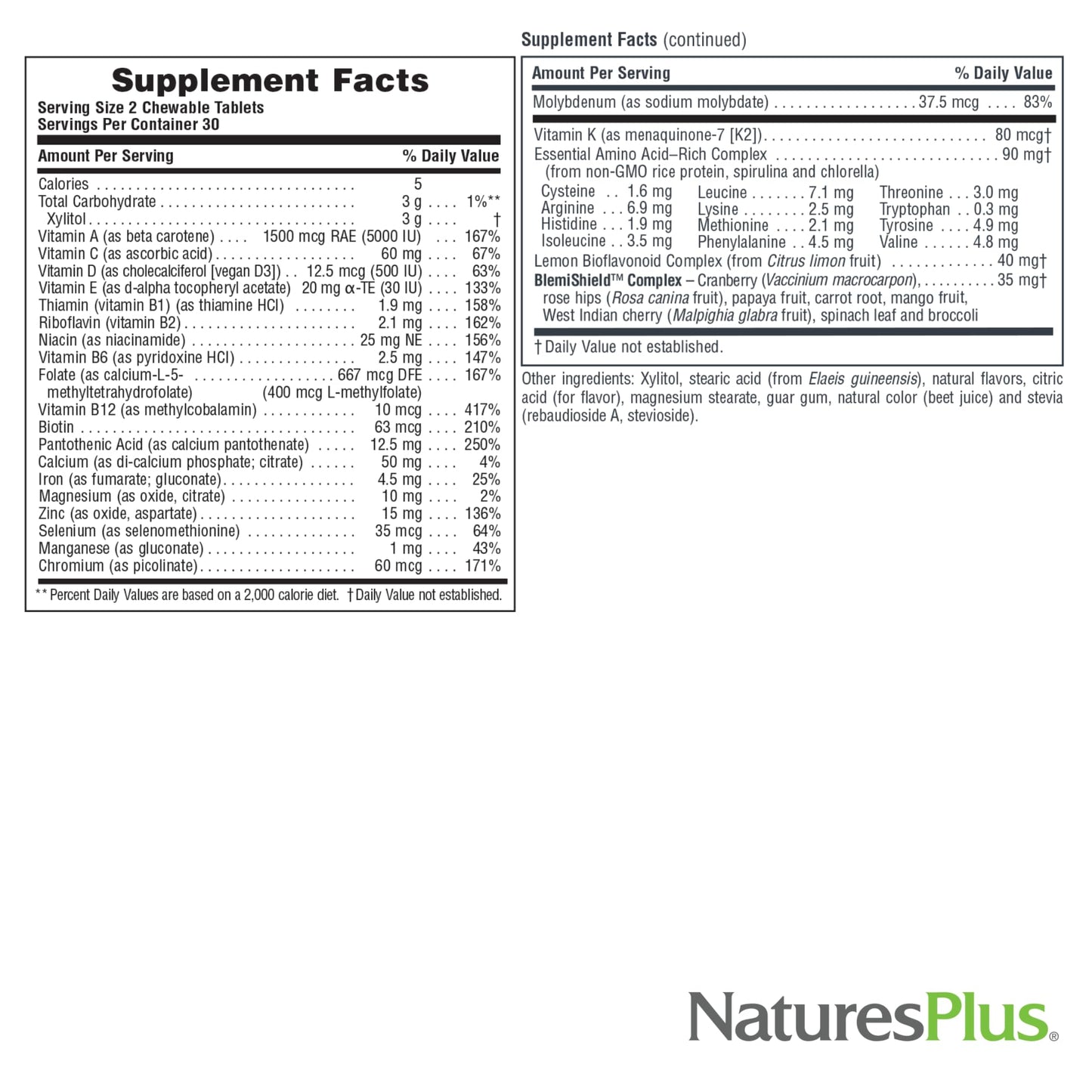 Natures Plus Power Teen for Him - 60 Wild Berry Chewables | High-Potency Teenage Multivitamin | Sugar Free, Vegetarian, Gluten Free - 30 Servings