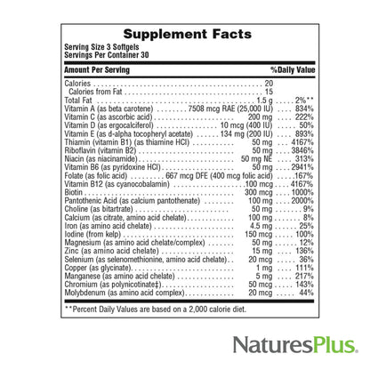 Natures Plus Regeneration Multivitamin - 90 Softgels | Potent Botanical Extracts, Minerals & Antioxidants | Gluten Free | 30 Servings