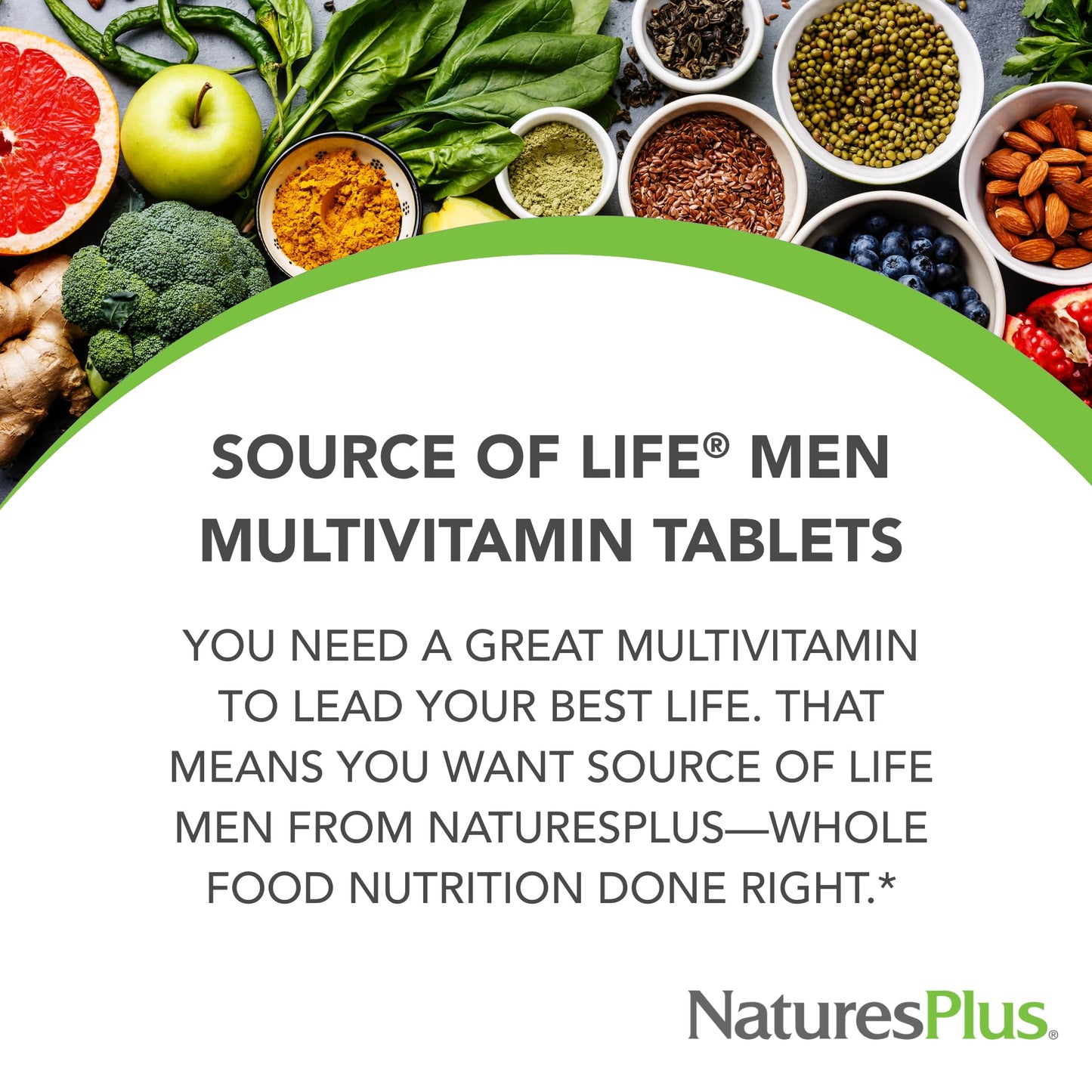 Natures Plus Source of Life Men Multivitamin - 60 Veg Tablets | Whole Food, Gluten Free