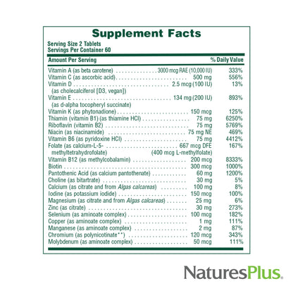 Natures Plus Source of Life Men Multivitamin - 60 Veg Tablets | Whole Food, Gluten Free