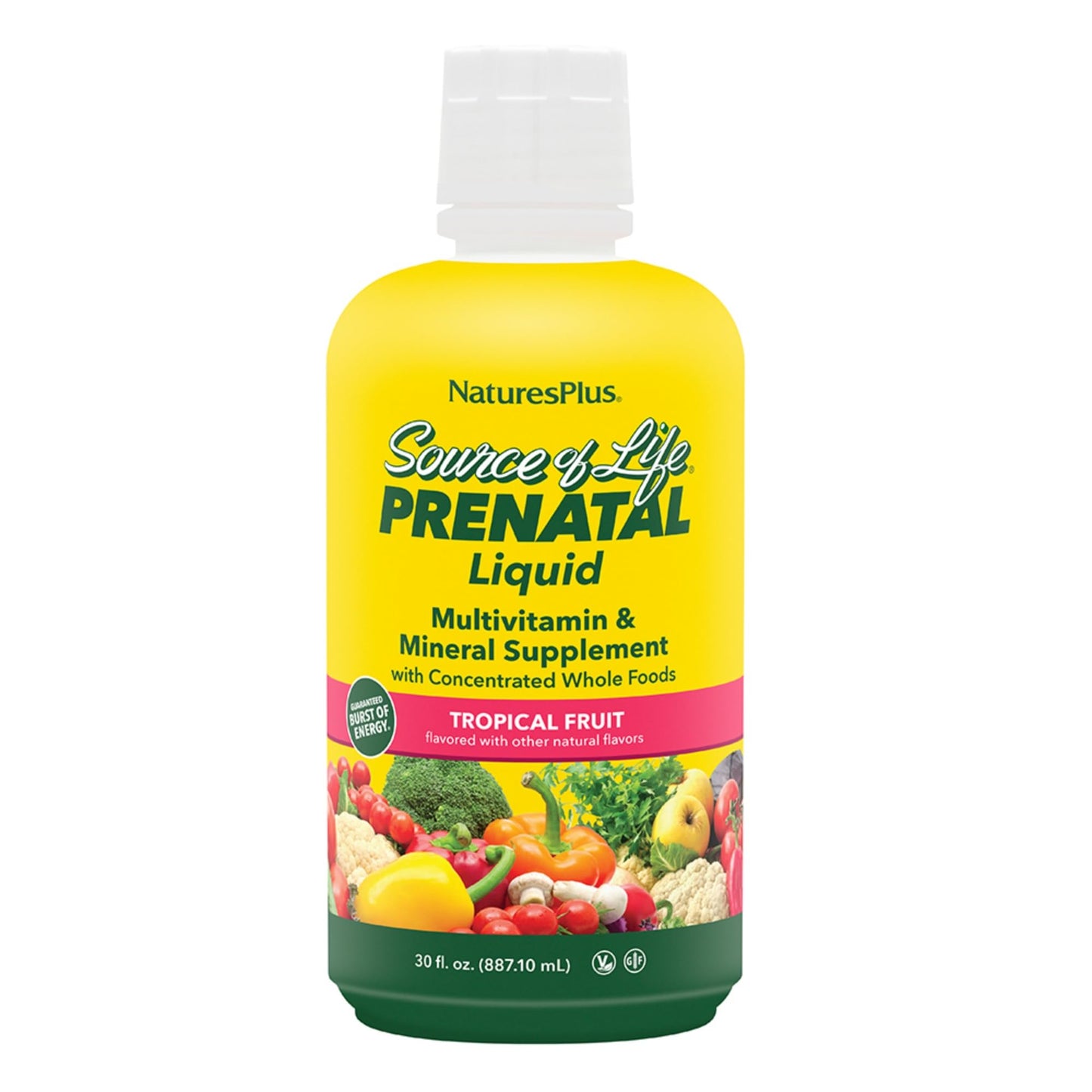 Natures Plus Source of Life Prenatal Liquid - Tropical Fruit (30 oz) | Prenatal Multivitamin
