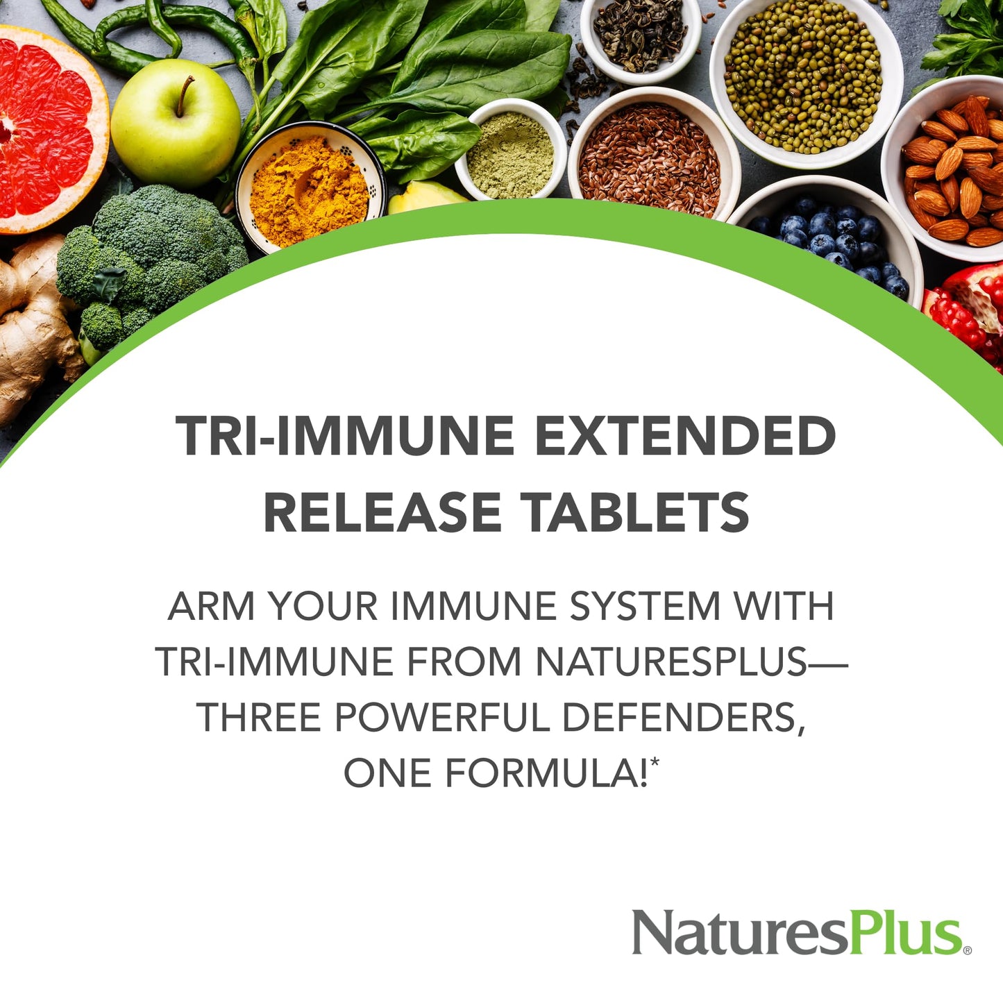 Natures Plus Herbal Actives Tri Immune – Olive Leaf, Arabinogalactans & Andrographis + Vitamin C (60 Vegan Tablets, Extended Release)